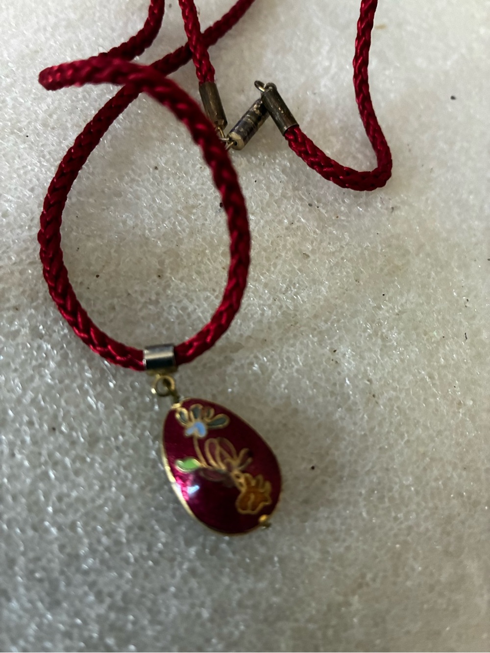 Red cloisonné Floral Pendant Necklace - Women Jewelry